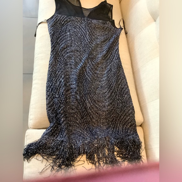 Fun and pretty cocktail dress dark blue with silver embellishments - Picture 2 of 3